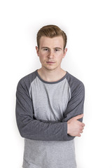 Fototapeta premium cool boy with cool facial expression poses in studio