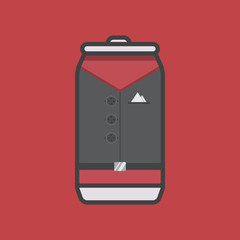 tin and soda, drink, water in a suit, liquid, beer,vector image, flat design, Outline style.