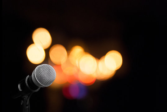 Microphone on stage background
