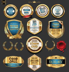 Golden badges and labels with laurel wreath collection 
