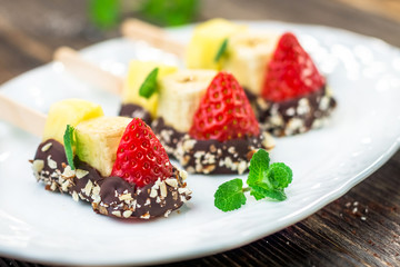  Fresh Fruit skewers with chocolate