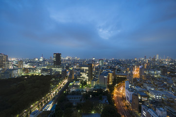 東京都市風景　夜景　都心全景　新宿から池袋まで