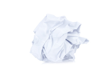 Obraz premium Crumpled paper ball isolated on white