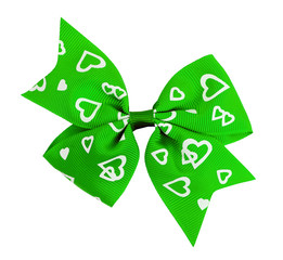 Green bow isolated on white background