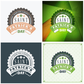 St. Patricks Day Badge Design. Set Of Vector Typographic Posters Or Greetings Cards. Saint Patricks Day Backgrounds