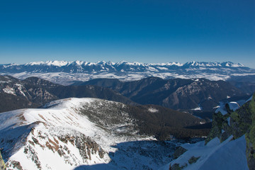 View from Dumbier Low Tatras Mountains, opposite High Tatras National park, Slovakia