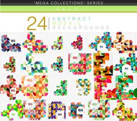 Mega collection of 24 low poly circle triangle abstract backgrounds