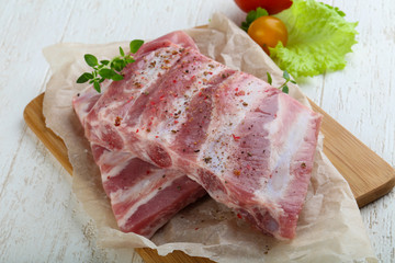 Raw pork ribs
