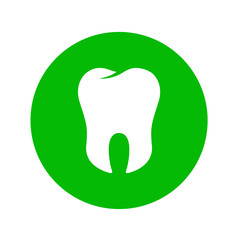 Icono plano muela en circulo verde