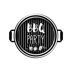 BBQ party banner grill badge. Vector illustration isolated on white