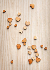 Fototapeta na wymiar background with woooden hearts