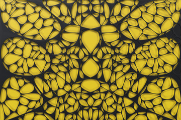 Black 3d voronoi organic structure on colored background