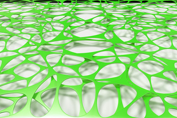 Colored 3d voronoi organic structure on white background