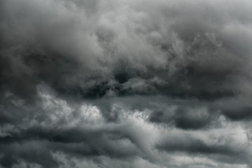 Dark sky and black clouds before rainy, Dramatic black cloud and thunderstorm