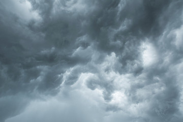 Dark sky and black clouds before rainy, Dramatic black cloud and thunderstorm
