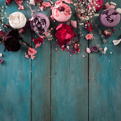 Colorful macaroons on wooden table. Sweet macarons. French desert