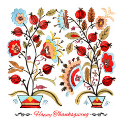 Happy thanksgiving watercolor greeting card
