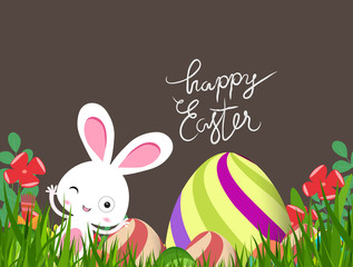 green easter eggs and bunny background