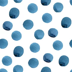 Photo sur Plexiglas Polka dot Motif à pois aquarelle transparente peinte à la main en bleu indigo. Fond aquarelle