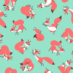 Little cute squirrels. Seamless pattern for gift wrapping, wallpaper, childrens room or clothing.