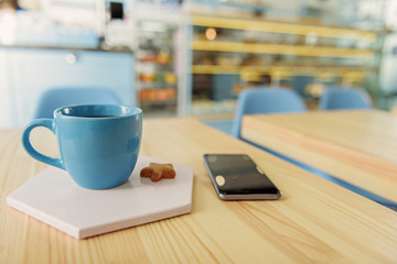 Dark coffee for energetic breakfast