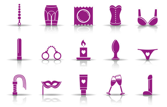 Set mit erotischen Icon's - Violett (Schatten)