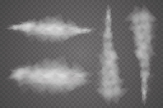 Set of vector condensation trails. Smoke