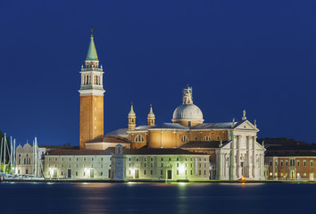 Fototapeta na wymiar The church and monastery at island San Giorgio Maggiore in the lagoon of Venice, Italy