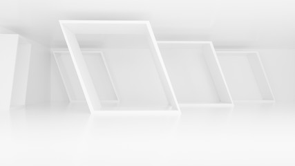 Abstract white beveled cubes, 3 d render