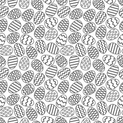 Easter eggs gray seamless pattern. Vector illustration.