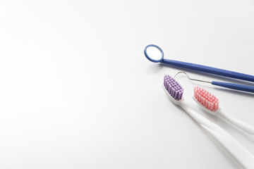 colourful toothbrushes  on white background