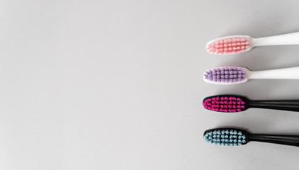 colourful toothbrushes  on white background
