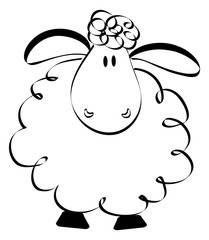 Fototapeta premium Cartoon hand drawn funny sheep
