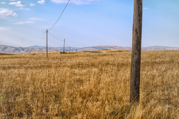 Fototapeta premium Beautiful golden grass prairie of Cappadocia, Turkey.