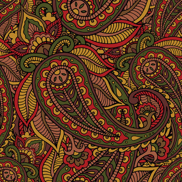 Seamless repeating pattern consisting of colored patterns buta.Vector