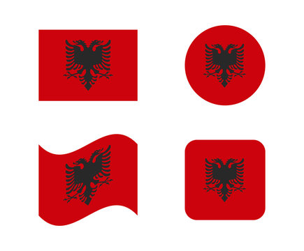 set 4 flags of albania