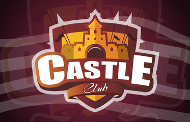 Castle Club. Logo design vector template. Colorful icon media. Creative concept vision logo.