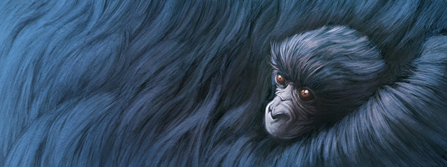 Bebe gorila abrazado © childrendrawings