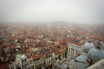 Fototapeta premium Foggy Venice from the top of St Mark's Campanile, Italy