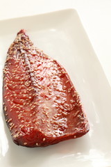mackerel marinated mirin with sesame for Japan food ingredient image