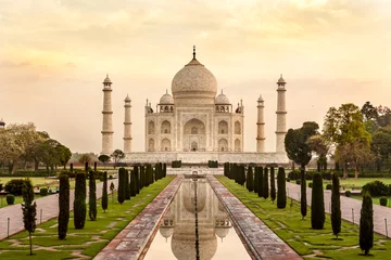 Foto op Plexiglas Taj Mahal at sunrise, India © tanyaeroko