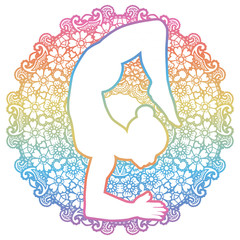 Women silhouette. Scorpion yoga pose. Vrischikasana