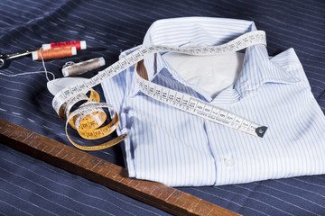 view of a tailored suit from a tailor in his studio