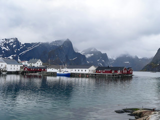 Beautiful landscape scenery of Norway fishing village hidden deep in fjords