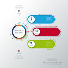 Vector infographic template with 3D paper label, integrated circles. Business concept with options. For content, diagram, flow chart, steps, parts, timeline infographics, work flow, process