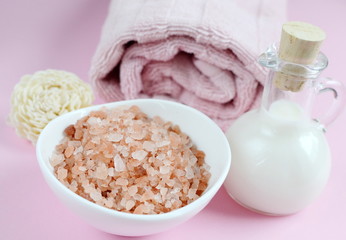 Natural ingredients for homemade body salt scrub