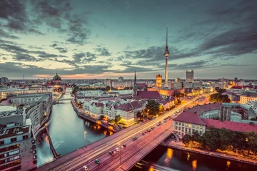Poster Berlin skyline with Spree river at night, Germany © JFL Photography