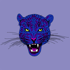 Leopard face tattoo ,Vector illustration, print