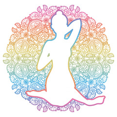 Women silhouette. Cow face yoga pose. Gomukhasana