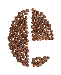 letter E made of coffee bean